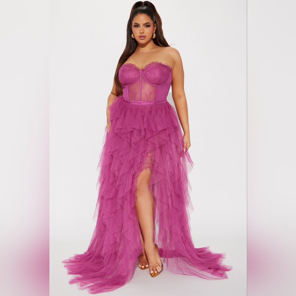 Fashion Nova Anastasia Tulle Maxi Dress - Mauve